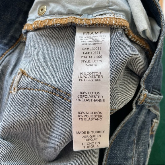 FRAME Denim Le Cut Off Azure Blue Raw Hem Mid Rise Jean Shorts LC779 EUC Size 25 - Picture 8 of 10